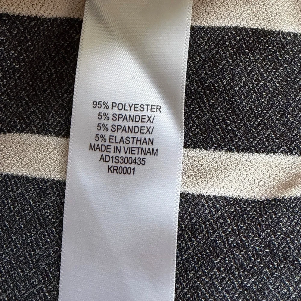 Adrianna Papell Black and Beige Striped V-Neck Blouse - Picture 8 of 8